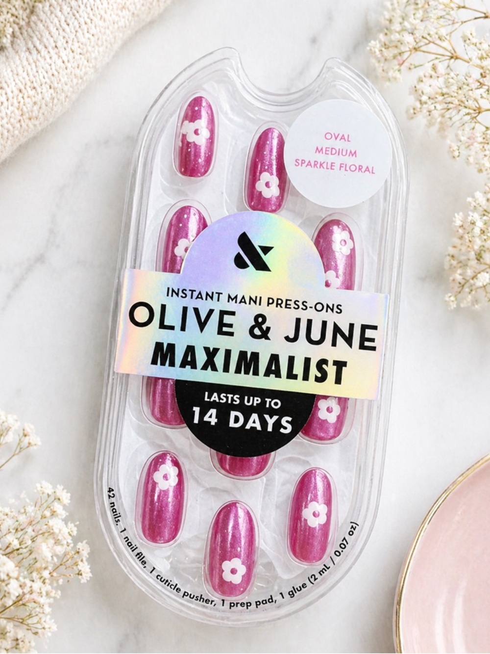 Olive and June Press On Nails in Sparkle Floral
